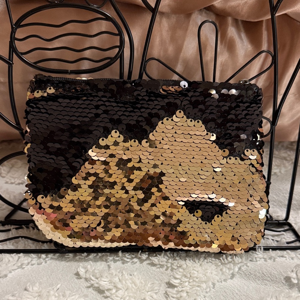 Reversible Sequin Clutch - Gold & Black